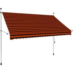 INLIFE Auvent Manuel Rétractable 250 Cm Orange Et Marron -Tente de réception Soldes 56253974 2