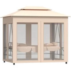 INLIFE Belvédère Convertible En Balancelle Blanc Crème -Tente de réception Soldes 56254742 4