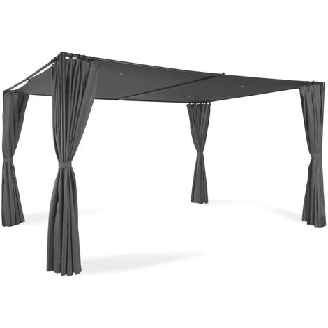 IDMARKET Pergola SAN JOSE 3x4 M Tonnelle De Jardin Avec Rideaux Toile Grise Tente De Réception 4 IDMARKET Pergola SAN JOSE 3x4 M Tonnelle De Jardin Avec Rideaux Toile Grise Tente De Réception - Image 2