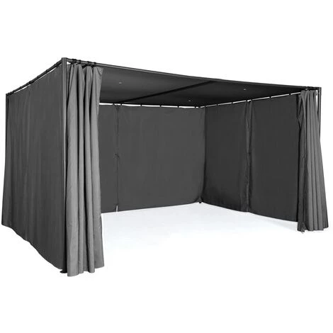 IDMARKET Pergola SAN JOSE 3x4 M Tonnelle De Jardin Avec Rideaux Toile Grise Tente De Réception 6 IDMARKET Pergola SAN JOSE 3x4 M Tonnelle De Jardin Avec Rideaux Toile Grise Tente De Réception - Image 4