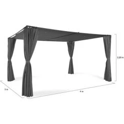 IDMARKET Pergola SAN JOSE 3x4 M Tonnelle De Jardin Avec Rideaux Toile Grise Tente De Réception 11 IDMARKET Pergola SAN JOSE 3x4 M Tonnelle De Jardin Avec Rideaux Toile Grise Tente De Réception -Tente de réception Soldes 56367230 5