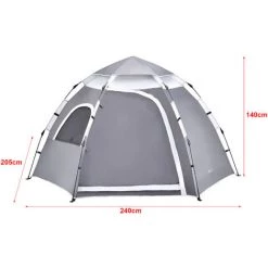 [EN.CASA] Tente De Camping Nybro Montage Instantané 240 X 205 X 140 Cm Gris Foncé Gris Clair [pro.tec] -Tente de réception Soldes 56372267 3