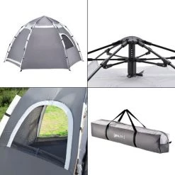 [EN.CASA] Tente De Camping Nybro Montage Instantané 240 X 205 X 140 Cm Gris Foncé Gris Clair [pro.tec] -Tente de réception Soldes 56372267 5