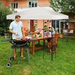 DREMADE DREAMADE Toile De Rechange Pour Jardin 3 X 3 M, Bâche Pour Tonnelle En Polyester Haute Densité Avec Velcro Ferme Et Trou De Ventilation, Tissu Imperméable Et Anti-UV (Beige) -Tente de réception Soldes 56476549 5