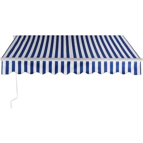 DREMADE DREAMADE Auvent Rétractable Manuel De Terrasse, Store Banne Pliable 3x2,5M, Bras Repliable Avec Manivelle, Protection Solaire Avec Tissu Résistant Aux UV, Pour Balcon,Cour,Restaurant (Bleu Et Blanc) 4 DREMADE DREAMADE Auvent Rétractable Manuel De Terrasse, Store Banne Pliable 3x2,5M, Bras Repliable Avec Manivelle, Protection Solaire Avec Tissu Résistant Aux UV, Pour Balcon,Cour,Restaurant (Bleu Et Blanc) – Image 2