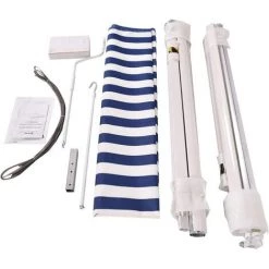 DREMADE DREAMADE Auvent Rétractable Manuel De Terrasse, Store Banne Pliable 3x2,5M, Bras Repliable Avec Manivelle, Protection Solaire Avec Tissu Résistant Aux UV, Pour Balcon,Cour,Restaurant (Bleu Et Blanc) 11 DREMADE DREAMADE Auvent Rétractable Manuel De Terrasse, Store Banne Pliable 3x2,5M, Bras Repliable Avec Manivelle, Protection Solaire Avec Tissu Résistant Aux UV, Pour Balcon,Cour,Restaurant (Bleu Et Blanc) -Tente de réception Soldes 56476567 5