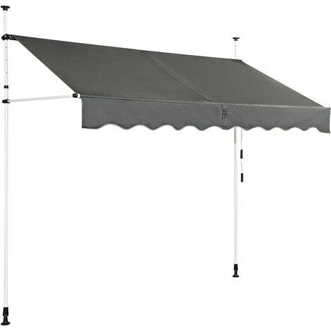 DREMADE DREAMADE Auvent Rétractable Manuel Avec Manivelle, Store Banne Avec Tige De Support Réglable En Hauteur, Résistant Au Solaire, Pour Balcon, Cour, Terrasse De Café, D’Hôtel, De Magasin (Gris, 2,5M) 4 DREMADE DREAMADE Auvent Rétractable Manuel Avec Manivelle, Store Banne Avec Tige De Support Réglable En Hauteur, Résistant Au Solaire, Pour Balcon, Cour, Terrasse De Café, D’Hôtel, De Magasin (Gris, 2,5M) – Image 2