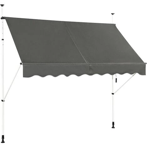 DREMADE DREAMADE Auvent Rétractable Manuel Avec Manivelle, Store Banne Avec Tige De Support Réglable En Hauteur, Résistant Au Solaire, Pour Balcon, Cour, Terrasse De Café, D’Hôtel, De Magasin (Gris, 2,5M) 6 DREMADE DREAMADE Auvent Rétractable Manuel Avec Manivelle, Store Banne Avec Tige De Support Réglable En Hauteur, Résistant Au Solaire, Pour Balcon, Cour, Terrasse De Café, D’Hôtel, De Magasin (Gris, 2,5M) – Image 4