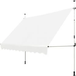 DREMADE DREAMADE Auvent Rétractable Manuel Avec Manivelle, Store Banne Avec Tige De Support Réglable En Hauteur, Résistant Au Solaire, Pour Balcon, Cour, Terrasse De Café, D’Hôtel, De Magasin (Beige, 3M) -Tente de réception Soldes 56476619 4