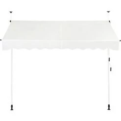 DREMADE DREAMADE Auvent Rétractable Manuel Avec Manivelle, Store Banne Avec Tige De Support Réglable En Hauteur, Résistant Au Solaire, Pour Balcon, Cour, Terrasse De Café, D’Hôtel, De Magasin (Beige, 2,5M) -Tente de réception Soldes 56476638 3