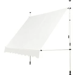 DREMADE DREAMADE Auvent Rétractable Manuel Avec Manivelle, Store Banne Avec Tige De Support Réglable En Hauteur, Résistant Au Solaire, Pour Balcon, Cour, Terrasse De Café, D’Hôtel, De Magasin (Beige, 2,5M) -Tente de réception Soldes 56476638 4