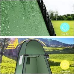 DREMADE DREAMADE Tente De Douche Instantanée Pop Up Cabinet De Changement Extérieur Avec Fenêtre à Moustiquaire, Trousse Suspendue Et Sac De Transport 120 X 120 X 190CM En Polyester Et Acier Vert -Tente de réception Soldes 56476735 3