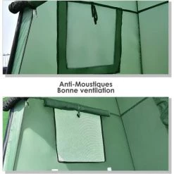 DREMADE DREAMADE Tente De Douche Instantanée Pop Up Cabinet De Changement Extérieur Avec Fenêtre à Moustiquaire, Trousse Suspendue Et Sac De Transport 120 X 120 X 190CM En Polyester Et Acier Vert -Tente de réception Soldes 56476735 4