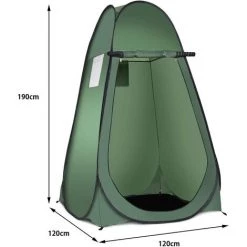DREMADE DREAMADE Tente De Douche Instantanée Pop Up Cabinet De Changement Extérieur Avec Fenêtre à Moustiquaire, Trousse Suspendue Et Sac De Transport 120 X 120 X 190CM En Polyester Et Acier Vert -Tente de réception Soldes 56476735 5