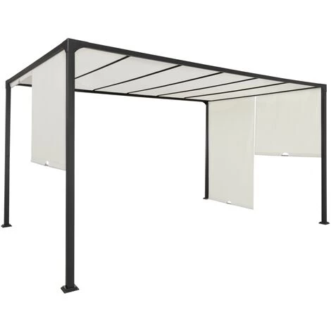 IDMARKET Pergola Coulissante 2 Pans 3x4 M Belvédère De Jardin Toile écrue 5 IDMARKET Pergola Coulissante 2 Pans 3x4 M Belvédère De Jardin Toile écrue – Image 3