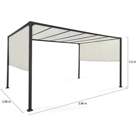 IDMARKET Pergola Coulissante 2 Pans 3x4 M Belvédère De Jardin Toile écrue 7 IDMARKET Pergola Coulissante 2 Pans 3x4 M Belvédère De Jardin Toile écrue – Image 5
