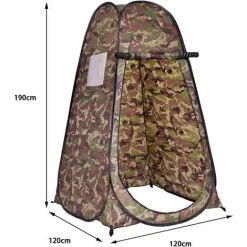 DREMADE DREAMADE Tente De Douche Instantanée Pop Up Cabinet De Changement Extérieur Avec Fenêtre à Moustiquaire, Trousse Suspendue Et Sac De Transport 120 X 120 X 190CM En Polyester Et Acier Camouflage -Tente de réception Soldes 56525534 5