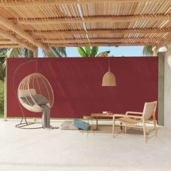 VidaXL Auvent Latéral Rétractable De Patio 220x600 Cm Rouge - Rouge