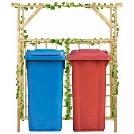 Topdeal Pergola De Jardin Pour Poubelles Doubles Bois De Pin Imprégné FF316063_FR 3 Topdeal Pergola De Jardin Pour Poubelles Doubles Bois De Pin Imprégné FF316063_FR