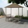 Topdeal Pavillon De Jardin Et Table Et Bancs 2,5x1,5x2,4m Taupe 180g/m² FF312222_FR -Tente de réception Soldes 56578726 1