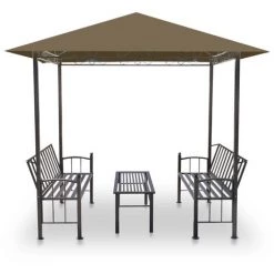 Topdeal Pavillon De Jardin Et Table Et Bancs 2,5x1,5x2,4m Taupe 180g/m² FF312222_FR 9 Topdeal Pavillon De Jardin Et Table Et Bancs 2,5x1,5x2,4m Taupe 180g/m² FF312222_FR -Tente de réception Soldes 56578726 3