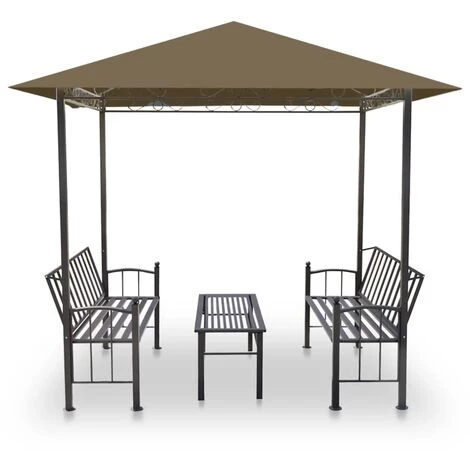 Topdeal Pavillon De Jardin Et Table Et Bancs 2,5x1,5x2,4m Taupe 180g/m² FF312222_FR 5 Topdeal Pavillon De Jardin Et Table Et Bancs 2,5x1,5x2,4m Taupe 180g/m² FF312222_FR – Image 3