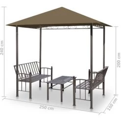 Topdeal Pavillon De Jardin Et Table Et Bancs 2,5x1,5x2,4m Taupe 180g/m² FF312222_FR 11 Topdeal Pavillon De Jardin Et Table Et Bancs 2,5x1,5x2,4m Taupe 180g/m² FF312222_FR -Tente de réception Soldes 56578726 5