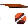 Topdeal Auvent Manuel Rétractable Avec LED 450x300 Cm Orange Et Marron FF3055231_FR -Tente de réception Soldes 56578782 1