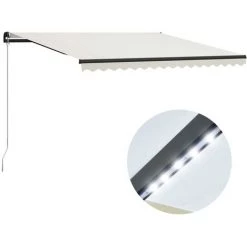 Topdeal Auvent Manuel Rétractable Avec LED 400x300 Cm Crème FF3055228_FR