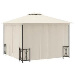 INLIFE Tonnelle Avec Parois Et Toit Double 3x3 M Crème -Tente de réception Soldes 56631252 5
