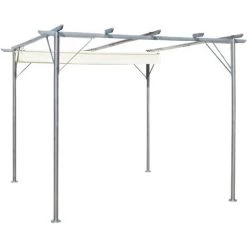 INLIFE Pergola Avec Toit Rétractable Blanc Crème 3 X 3 M Acier -Tente de réception Soldes 56631261 2