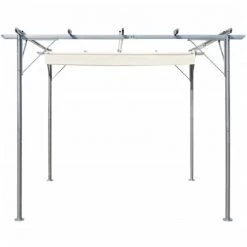 INLIFE Pergola Avec Toit Rétractable Blanc Crème 3 X 3 M Acier -Tente de réception Soldes 56631261 3