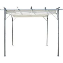 INLIFE Pergola Avec Toit Rétractable Blanc Crème 3 X 3 M Acier -Tente de réception Soldes 56631261 4