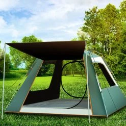 SUPERSELLER Tente De Camping Pop-up Automatique Résistante à L'eau Abri De Protection Solaire Portable Installation Tente Instantanée Pour Camping En Plein Air Randonnée Plage Parc - Bleu&Argent - S -Tente de réception Soldes 56806773 4
