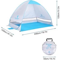 KEUMER 78,7 X 47,2 X 51,2 Pouces Automatique Instantané Pop-up Tente De Plage Anti UV Abri Solaire Cabana Pour Camping Pêche Randonnée Pique-nique , Bleu Foncé - Bleu Foncé 9 KEUMER 78,7 X 47,2 X 51,2 Pouces Automatique Instantané Pop-up Tente De Plage Anti UV Abri Solaire Cabana Pour Camping Pêche Randonnée Pique-nique , Bleu Foncé - Bleu Foncé -Tente de réception Soldes 56807526 3
