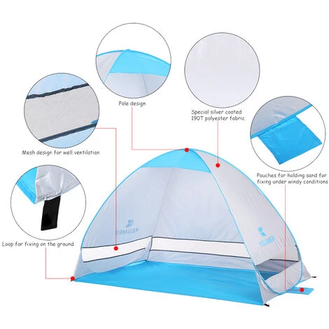 KEUMER 78,7 X 47,2 X 51,2 Pouces Automatique Instantané Pop-up Tente De Plage Anti UV Abri Solaire Cabana Pour Camping Pêche Randonnée Pique-nique , Bleu Foncé - Bleu Foncé 6 KEUMER 78,7 X 47,2 X 51,2 Pouces Automatique Instantané Pop-up Tente De Plage Anti UV Abri Solaire Cabana Pour Camping Pêche Randonnée Pique-nique , Bleu Foncé - Bleu Foncé - Image 4