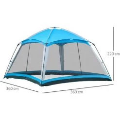 Outsunny Tente De Camping Familiale - Tente Dôme 8 Pers. Max. - Sac De Transport, 4 Parois En Maille - Dim. 3,6L X 3,6l X 2,2H M - Polyester Bleu - Bleu -Tente de réception Soldes 56842141 3