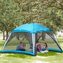 Outsunny Tente De Camping Familiale - Tente Dôme 8 Pers. Max. - Sac De Transport, 4 Parois En Maille - Dim. 3,6L X 3,6l X 2,2H M - Polyester Bleu - Bleu -Tente de réception Soldes 56842141 5