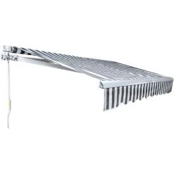 Randaco Store De Balcon Store Banne Manuel Store Extérieur Auvent Balcon Articulé Anti-UV Terrasse Jardin Gris Blanc 250 X 200 Cm