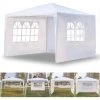BENOBBY KIDS Tonnelle Avec 3 Côtés 3 M X 3 M, Chapiteau De Jardin Avec Cadre En Acier Enduit, Tonnelle Extérieure étanche, Tente De Fête De Camping, Auvent Abri Pour Mariage, Festival, Plage, Montage Facile, Blanc