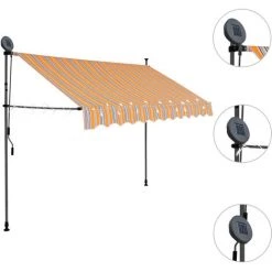 NOVA Manuel De Tente Rétractile Avec LED En Tissu Jaune Et Bleu Différentes Tailles Auvent Manuel Rétractable Avec LED 250 Cm Jaune Et Bleu Taille : 250 Cm -Tente de réception Soldes 57091936 3