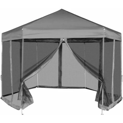 NOVA Gazebo Pliant Hexagonal Pop-up Avec 6 Murs 3,6x3,1 M Diverses Couleurs Chapiteau Hexagonal Avec 6 Parois Latérales Gris 3,6 X 3,1 M Couleur : GRIS 4 NOVA Gazebo Pliant Hexagonal Pop-up Avec 6 Murs 3,6x3,1 M Diverses Couleurs Chapiteau Hexagonal Avec 6 Parois Latérales Gris 3,6 X 3,1 M Couleur : GRIS - Image 2