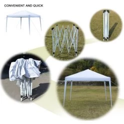 LITZEE Tonnelle Et Pergola 3*3m Blanc, Angle Droit, Pas De Toile Pliante, Abri Pliant, Toile Oxford, Tuyau En Fer Pulvérisé, Portable -Tente de réception Soldes 57118657 3