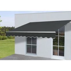 DéCOSHOP26 Store Banne Manuel Rétractable Avec Manivelle En Aluminium Protection Solaire 2,5x2m Polyester Polyester Anthracite - Or -Tente de réception Soldes 57142593 3