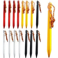 ROSIER 16 Pièces Piquet De Tente, 18 Cm Sardines De Fixation Pour Tentes D'ancrage Auvents Bâches Piquets De Corde Ancrages Au Sol Stables De Camping Sardine Tente (4 Couleurs)——VEBTles