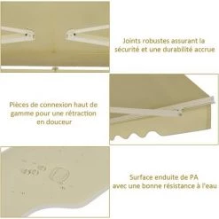 GOPLUS Store Banne Rétractable, Auvent D'Abri Manuel En Aluminium Et Tissu Résistant Aux UV Et à L'eau Avec Manivelle Et Angle Réglable 5-35°pour Balcon, Fenêtre, Terrasse (250X200CM, Beige) -Tente de réception Soldes 57205706 3