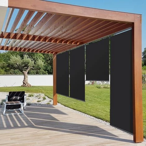 IDMARKET Lot De 2 Stores Enrouleurs L.124 X H. 225 CM Pour Pergola Noir 5 IDMARKET Lot De 2 Stores Enrouleurs L.124 X H. 225 CM Pour Pergola Noir - Image 3