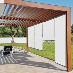 IDMARKET Lot De 3 Stores Enrouleurs L.124 X H. 225 CM Pour Pergola Blanc -Tente de réception Soldes 57257166 3