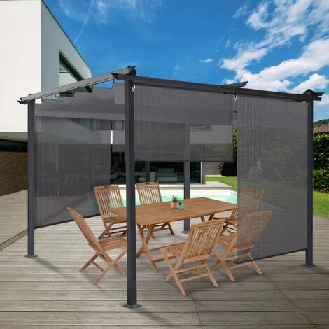 IDMARKET Lot De 2 Stores Enrouleurs Tamisants L.124 X H. 225 CM Pour Pergola Gris Anthracite 3 IDMARKET Lot De 2 Stores Enrouleurs Tamisants L.124 X H. 225 CM Pour Pergola Gris Anthracite