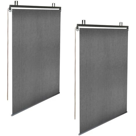 IDMARKET Lot De 2 Stores Enrouleurs Tamisants L.124 X H. 225 CM Pour Pergola Gris Anthracite 4 IDMARKET Lot De 2 Stores Enrouleurs Tamisants L.124 X H. 225 CM Pour Pergola Gris Anthracite - Image 2